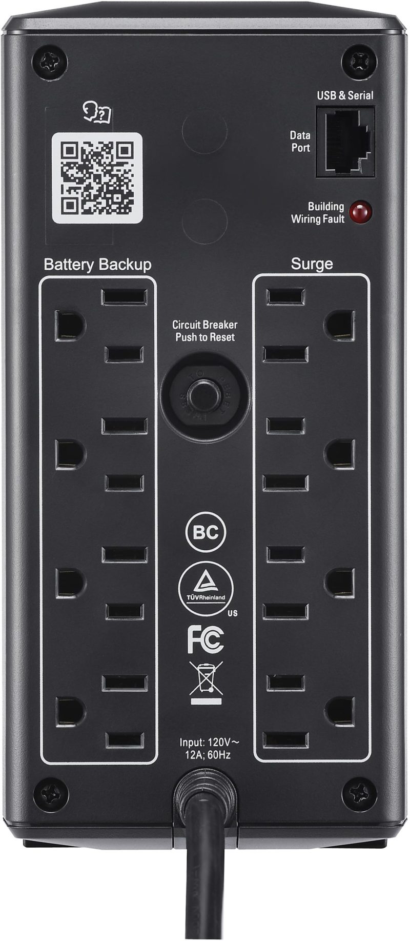 APC 8-Outlet Uninterruptible Power Supply, Black, BN1050M - Image 4