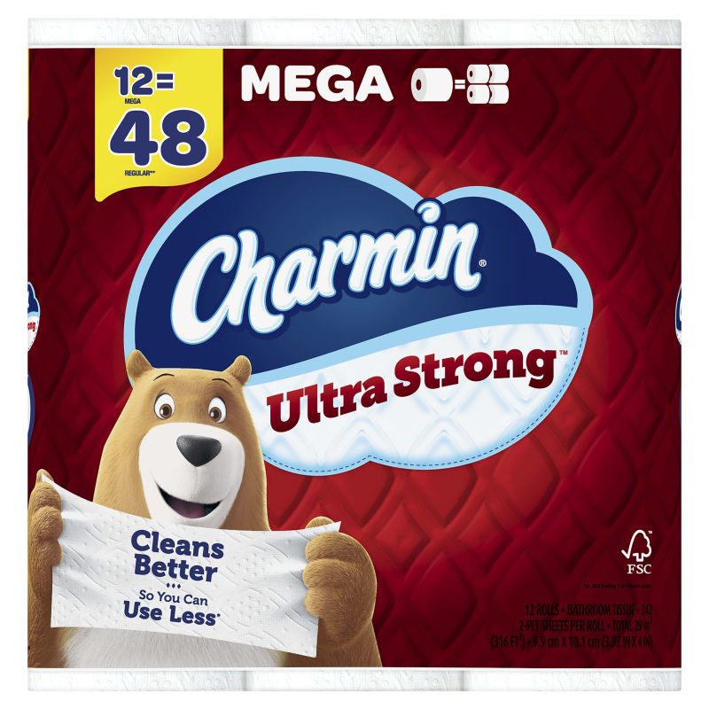 Charmin Ultra Strong Toilet Paper Mega Rolls, 4" x 4", 242 Sheets Per Roll, Pack Of 12 Rolls - Image 3