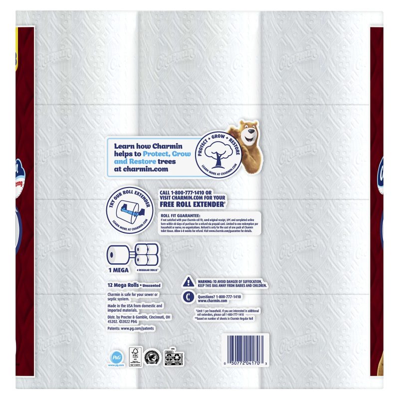 Charmin Ultra Strong Toilet Paper Mega Rolls, 4" x 4", 242 Sheets Per Roll, Pack Of 12 Rolls - Image 5