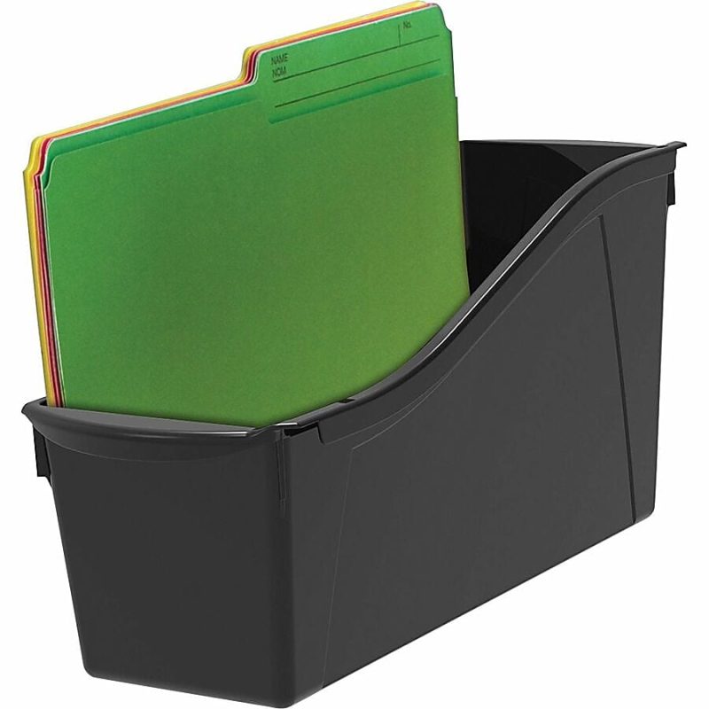 Storex Book Bin Set, Medium Size, Black, Carton Of 6 - Image 4