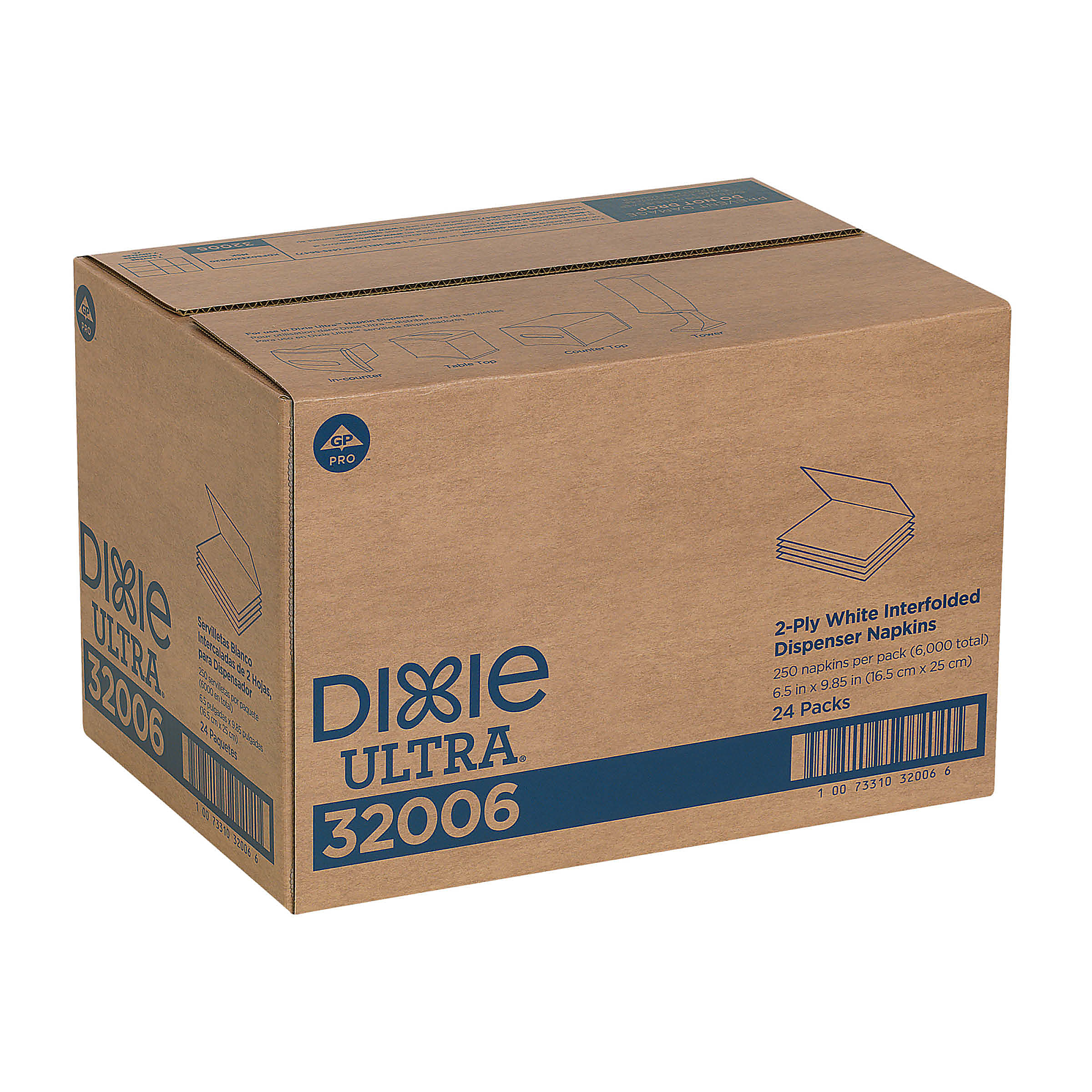 Georgia-Pacific Dixie® Ultra 2-Ply Interfold Napkin Dispenser Refills, 6-1/2" x 5", White, 250 Napkins Per Pack, Case Of 24 Packs - Image 5