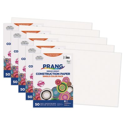 Prang® Construction Paper, 12" x 18", White, 50 Sheets Per Pack, Set Of 5 Packs - White
