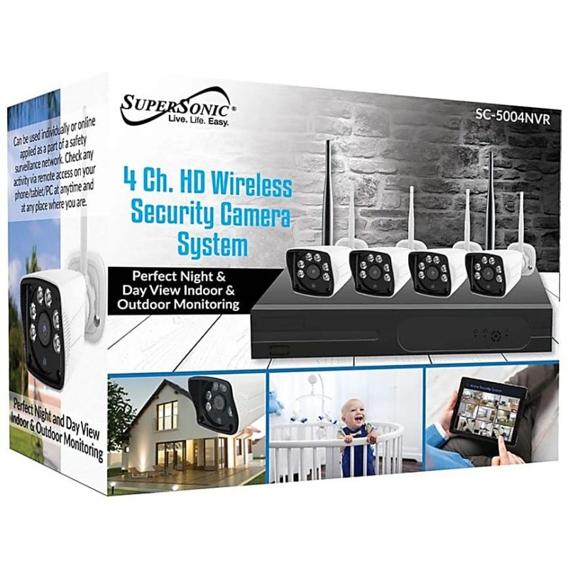 Supersonic Wireless Security Camera System with 4x FHD Indoor/Outdoor Cameras - Network Video Recorder, Camera - 1920 x 1080 Camera Resolution - HDMI - Full HD Recording - Image 2
