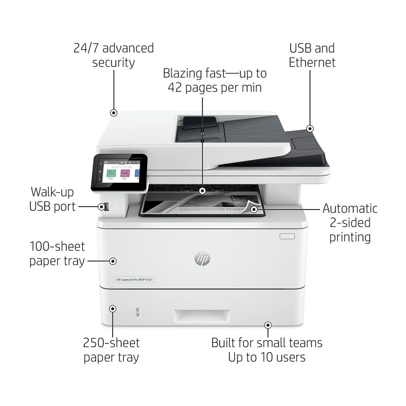 HP LaserJet Pro MFP 4101fdn Laser All-in-One Monochrome Printer - Image 2