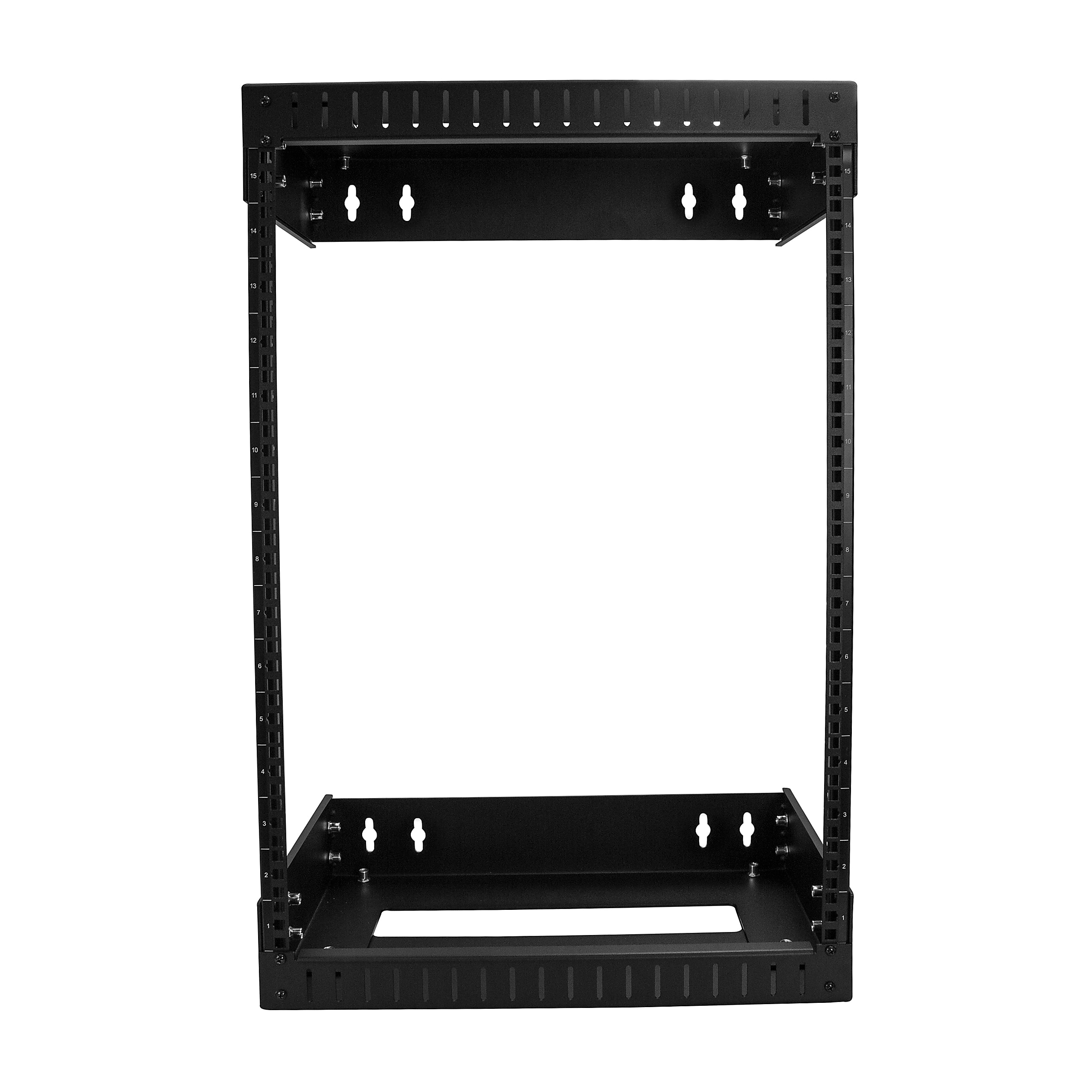 StarTech.com 15U Wallmount Server Rack with Adjustable Rails - Up to 20 Inches Depth - 19" Wide - Mount your server or networking equipment to the wall, using this adjustable 15U open frame rack - Easy installation - Image 2