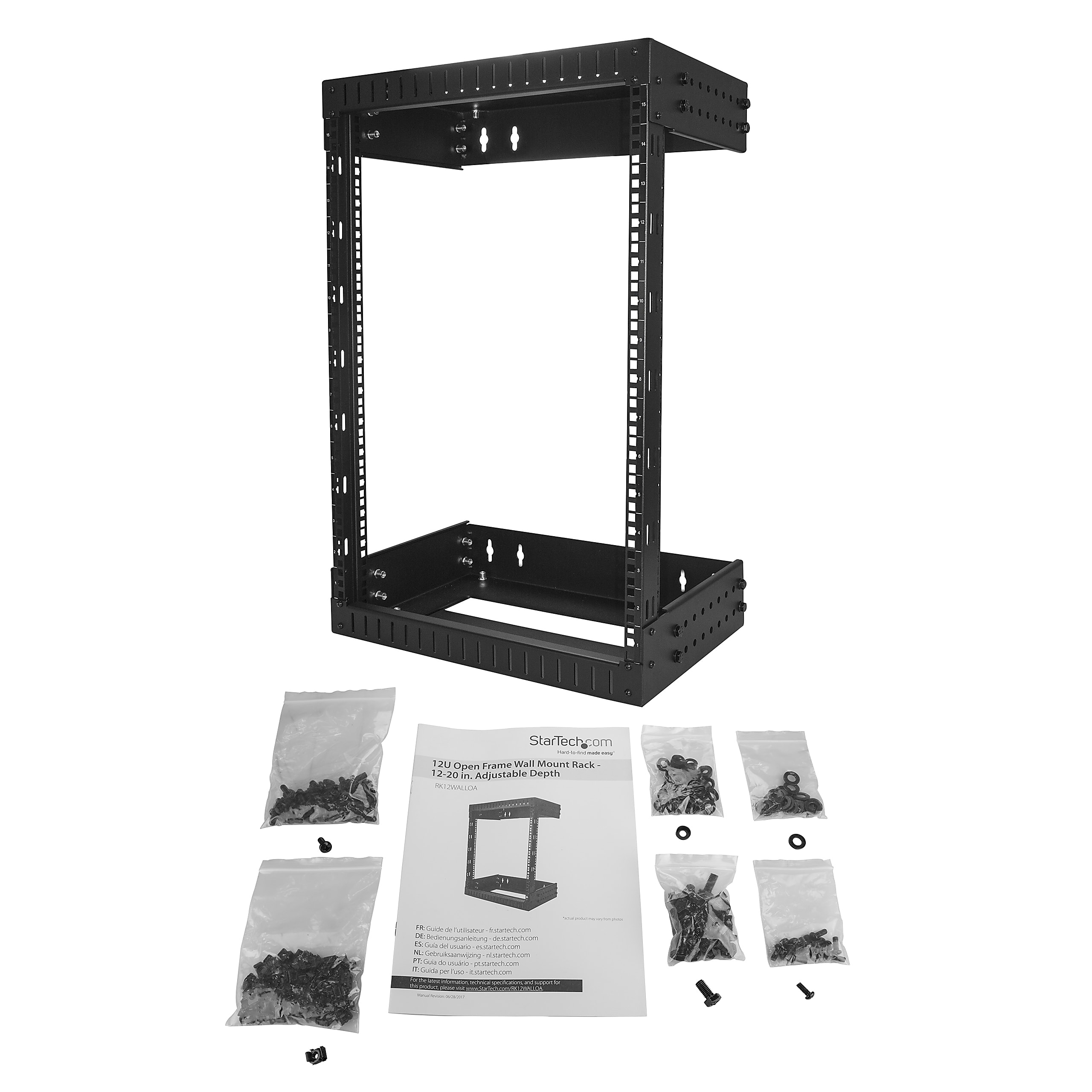 StarTech.com 15U Wallmount Server Rack with Adjustable Rails - Up to 20 Inches Depth - 19" Wide - Mount your server or networking equipment to the wall, using this adjustable 15U open frame rack - Easy installation - Image 4