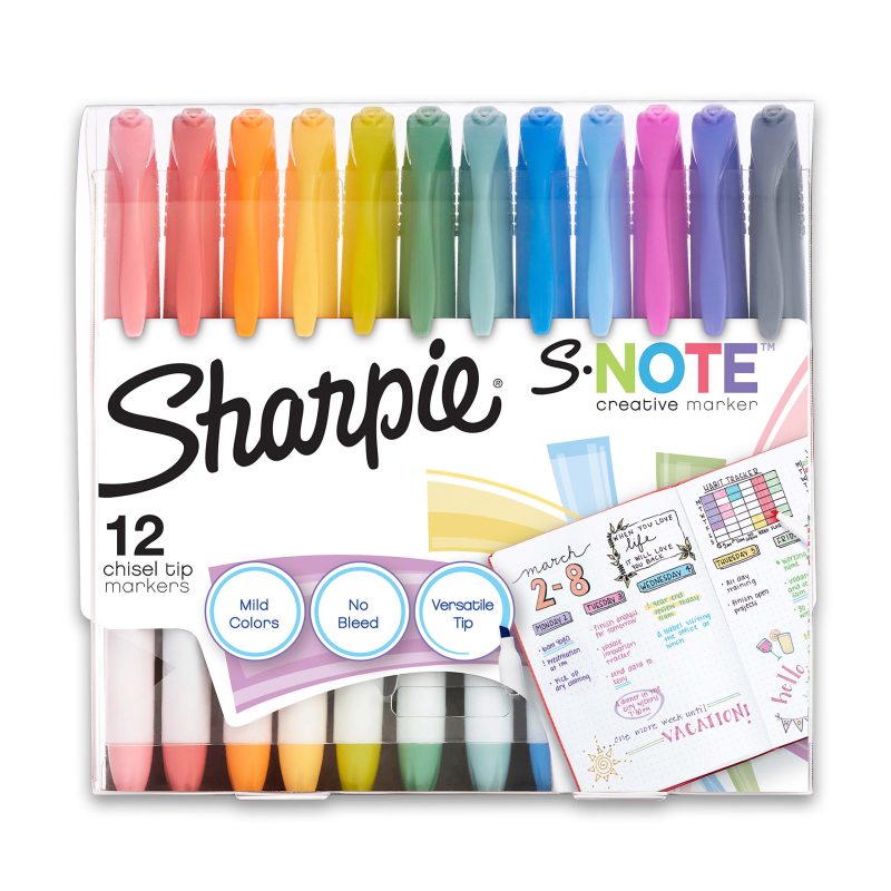 Sharpie® S-Note Highlighters, Chisel Tip, Assorted Colors, Pack Of 24 Highlighters - Assorted,12