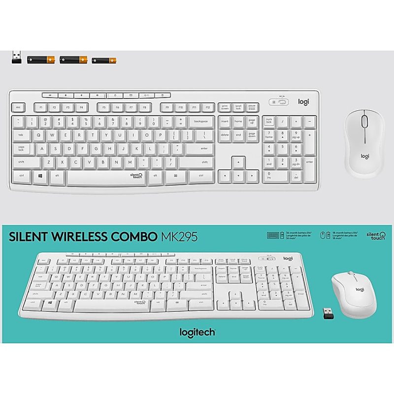 Logitech MK295 Silent Wireless Combo - USB Wireless Wi-Fi/RF - Off White - USB Wireless Wi-Fi Mouse - Off White - AA, AAA - Compatible with Computer for Windows, ChromeOS - Image 9