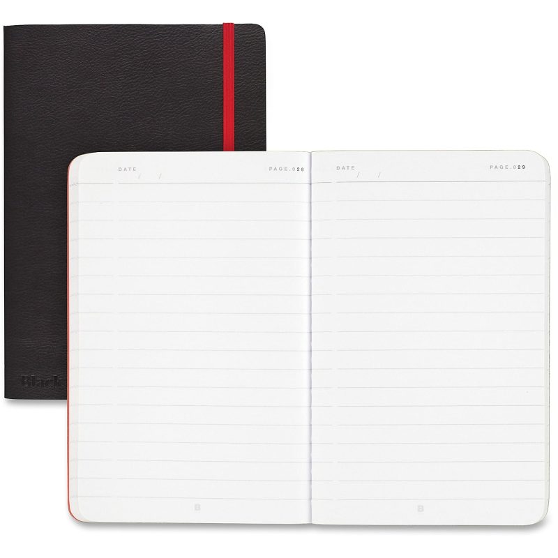 Black n' Red™ Stitched Business Journal, 5 3/4" x 8 1/4", Ruled, 142 Pages (71 Sheets), Black - Image 2