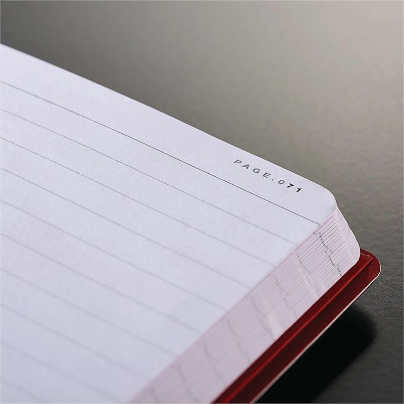 Black n' Red™ Stitched Business Journal, 5 3/4" x 8 1/4", Ruled, 142 Pages (71 Sheets), Black - Image 4
