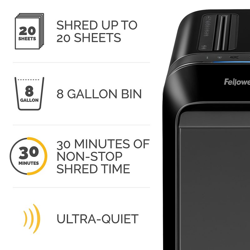 Fellowes® LX 220 100% Jam Proof Micro-Cut 20-Sheet Shredder, Black, 5015401 - Image 6