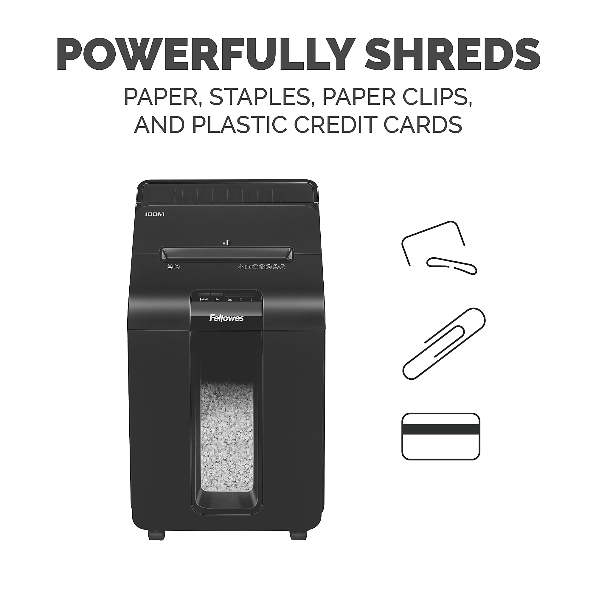 Fellowes® AutoMax™ 100M Auto Feed 100 Sheet Micro-Cut Shredder, Black - Image 6