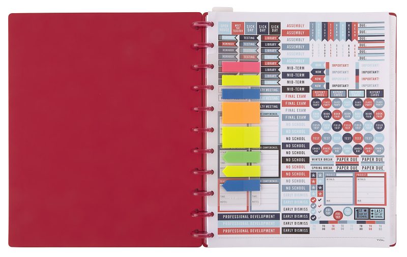 2024-2025 TUL® Discbound Monthly Teacher Planner, Letter Size, Red, July To June, ODUS2336-001 - Image 2