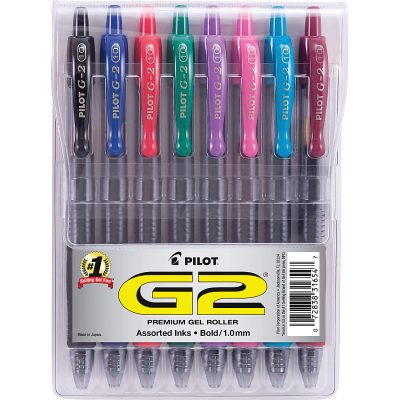 Pilot G2 Premium Gel Roller Pen, Bold Point, 1.0 mm, Black Barrel, Black Ink, Pack Of 12 - Assorted,8