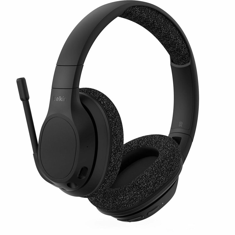 Belkin SoundForm Adapt Wireless Over-Ear Headset, Headphones for Work, Play, Gaming, & Travel with Built-in Boom Microphone - Compatible with iPhone, iPad, Galaxy, and More - Black - Image 2