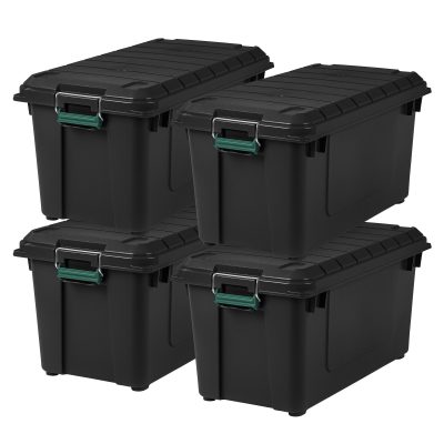Iris Remington Heavy Duty Store-It-All Tote, 87 Qt, Black, Pack Of 4 Totes