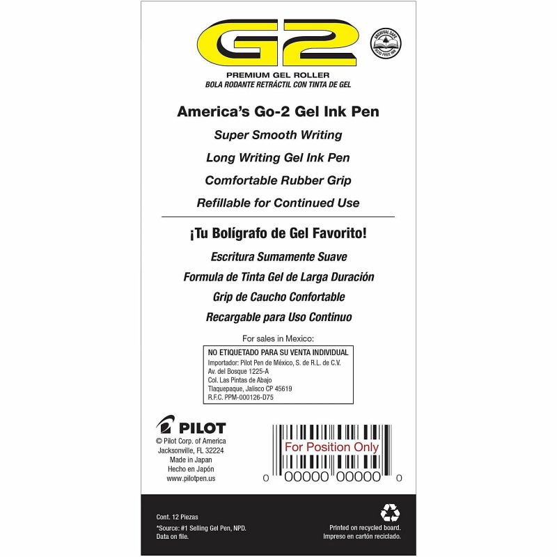 Pilot G2 Retractable Gel Pens, Bold Point, 1.0 mm, Clear Barrels, Black Ink, Pack Of 12 Pens - Image 7