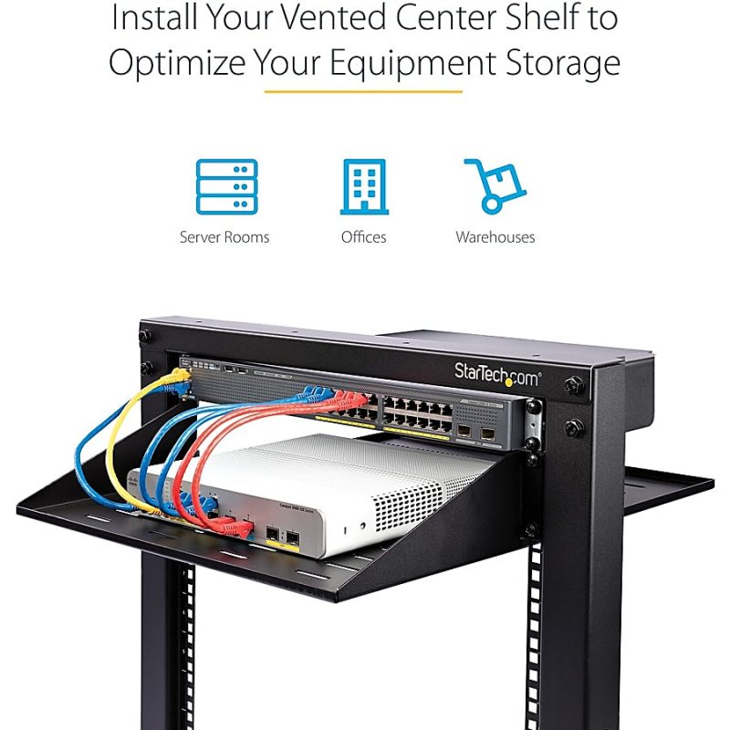 StarTech.com 2U Vented Server Rack Cabinet Shelf - Fixed 14" Deep Cantilever Rackmount Tray for 19" Data/AV/Network Enclosure w/Cage Nuts - Image 7