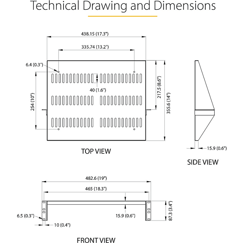 StarTech.com 2U Vented Server Rack Cabinet Shelf - Fixed 14" Deep Cantilever Rackmount Tray for 19" Data/AV/Network Enclosure w/Cage Nuts - Image 9