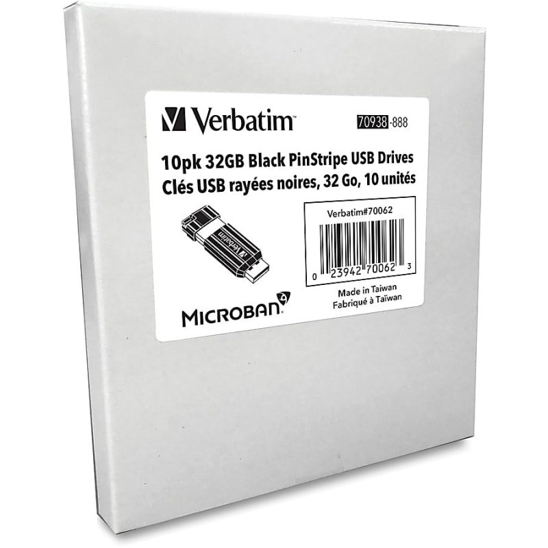 Verbatim® PinStripe USB Flash Drive, 32GB, Black, Pack Of 10 - Image 9