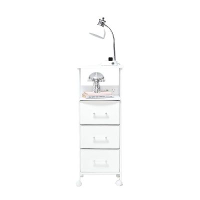 Dormify Sutton Charging 3-Drawer Cart on Wheels, Clear