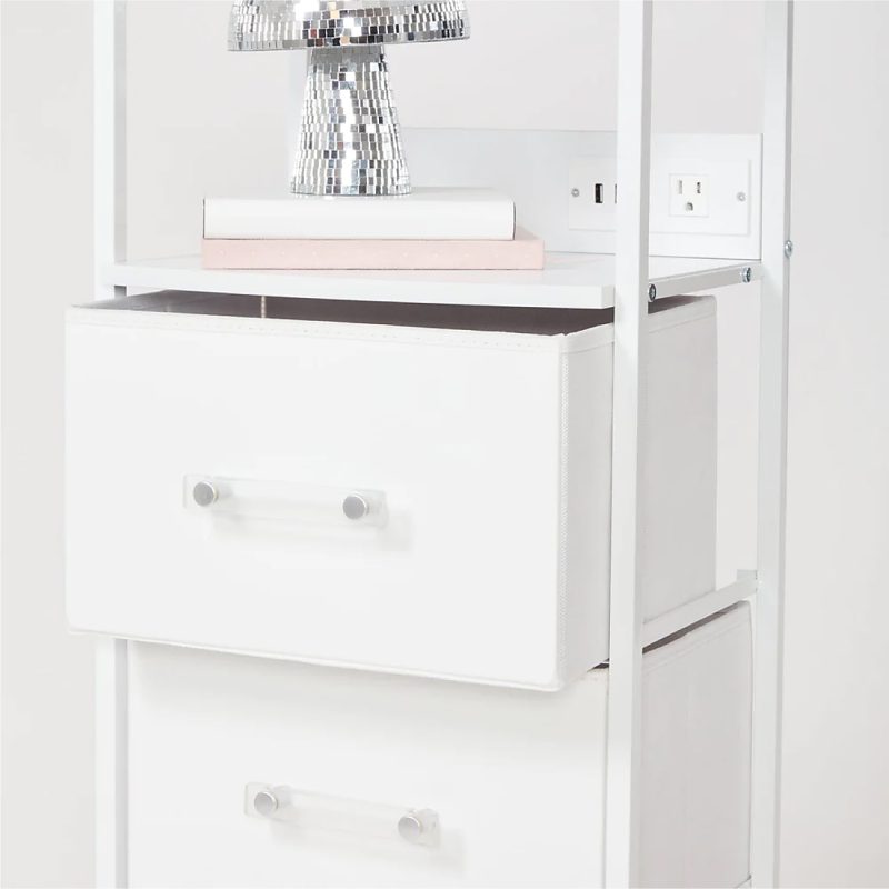 Dormify Sutton Charging 3-Drawer Cart on Wheels, Clear - Image 3
