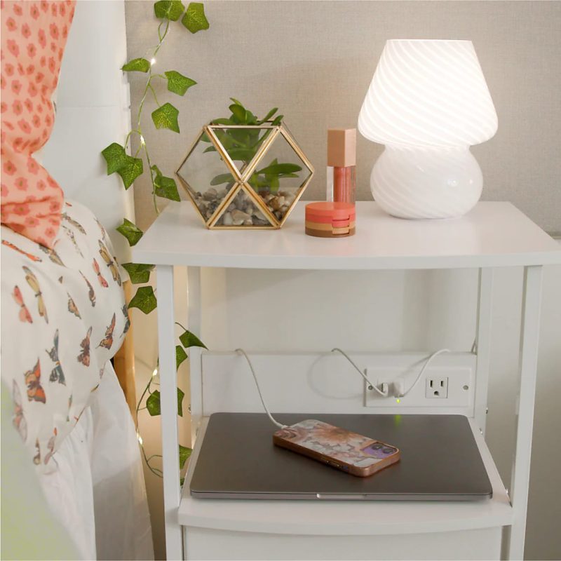 Dormify Sutton Charging 3-Drawer Cart on Wheels, Clear - Image 4