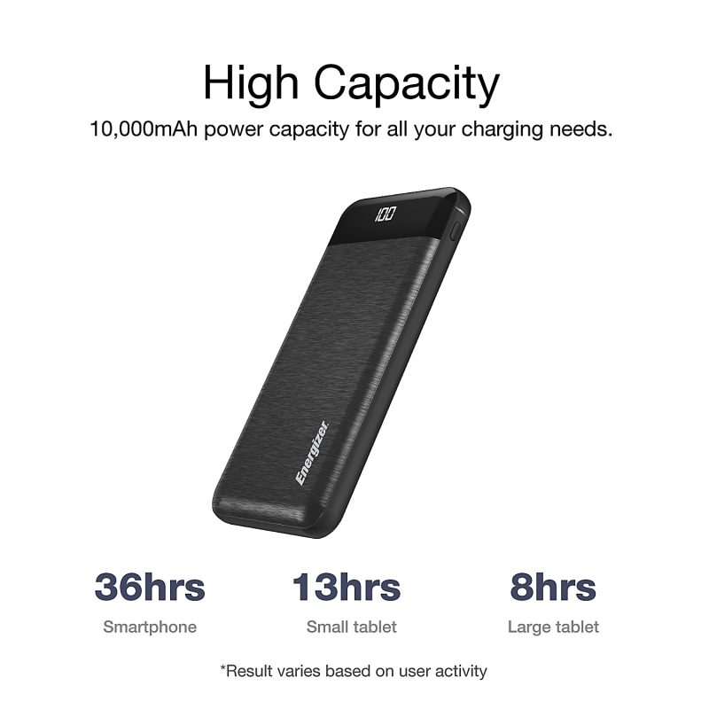 Energizer® 10000mAh Power Bank Charger, Black, UE10058 - Image 6