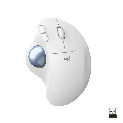 Logitech ERGO M575 Wireless Trackball Mouse - Easy thumb control, precision and smooth tracking, ergonomic comfort design, Bluetooth - Off White