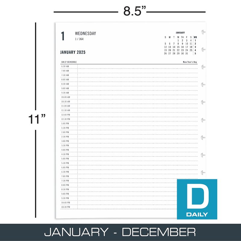 2025 TUL® Discbound Daily Planner Refill Pages, Letter Size, January To December - Image 2