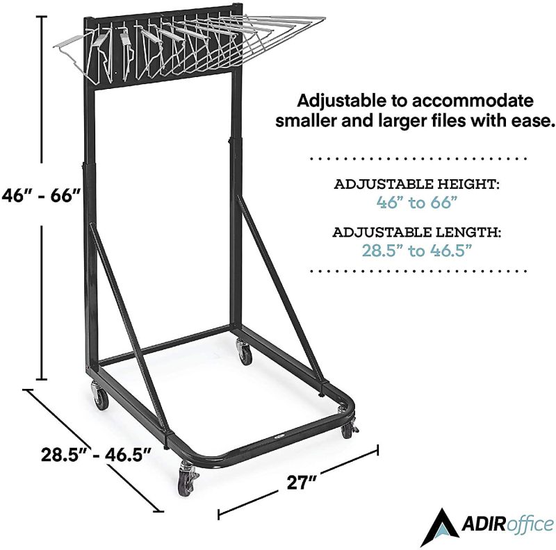 Alpine AdirOffice Blueprint Vertical File Rolling Stand, 46”H x 27”W x 28-1/2”D, Black - Image 7