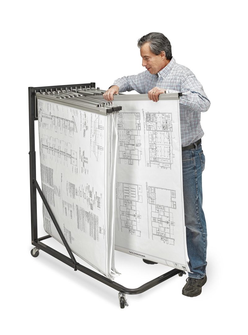Alpine AdirOffice Blueprint Vertical File Rolling Stand, 46”H x 27”W x 28-1/2”D, Black - Image 11