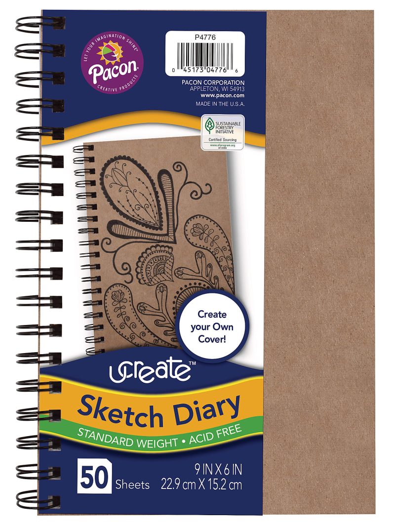 Pacon® UCreate Create Your Own Cover Sketch Diaries, 9" x 6", Natural, 50 Sheets, Pack Of 6 Diaries - Image 2