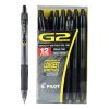 Pilot G2 Premium Gel Roller Pen, Bold Point, 1.0 mm, Black Barrel, Black Ink, Pack Of 12 - Image 2