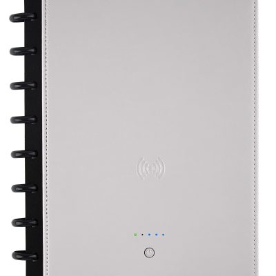 TUL® Wireless/Wired Charging Discbound Notebook, Leather Cover, Junior Size, Gray