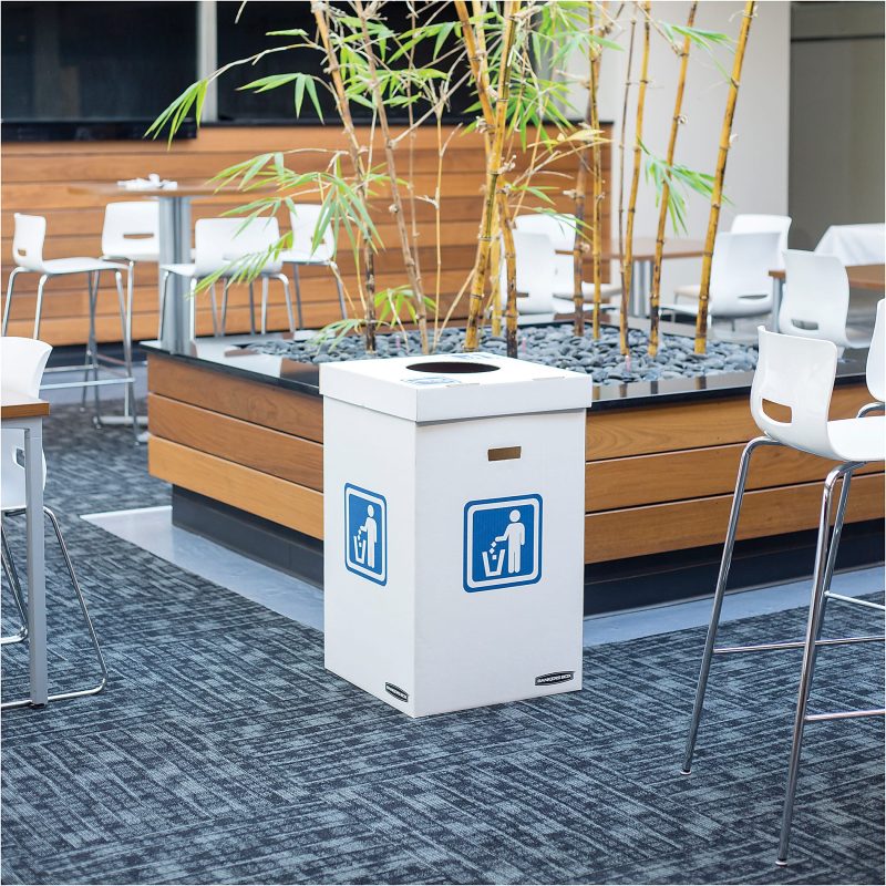 Bankers Box® Waste And Recycling Bins, Extra Large Size, 36" x 18 3/8" x 18 3/8", 50% Recycled, White/Blue, Pack Of 10 - Image 2