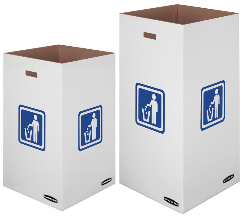 Bankers Box® Waste And Recycling Bins, Extra Large Size, 36" x 18 3/8" x 18 3/8", 50% Recycled, White/Blue, Pack Of 10 - Image 3