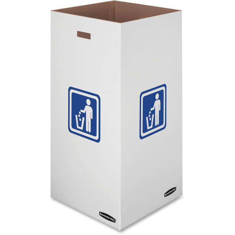 Bankers Box® Waste And Recycling Bins, Extra Large Size, 36" x 18 3/8" x 18 3/8", 50% Recycled, White/Blue, Pack Of 10 - Image 4
