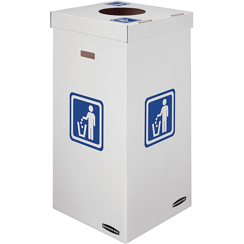 Bankers Box® Waste And Recycling Bins, Extra Large Size, 36" x 18 3/8" x 18 3/8", 50% Recycled, White/Blue, Pack Of 10 - Image 5
