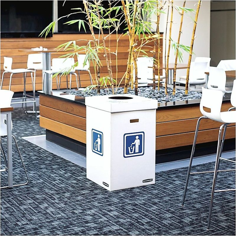 Bankers Box® Waste And Recycling Bins, Extra Large Size, 36" x 18 3/8" x 18 3/8", 50% Recycled, White/Blue, Pack Of 10 - Image 8