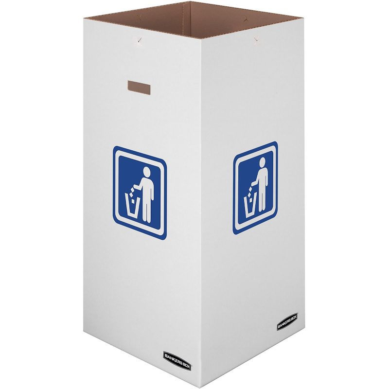Bankers Box® Waste And Recycling Bins, Extra Large Size, 36" x 18 3/8" x 18 3/8", 50% Recycled, White/Blue, Pack Of 10 - Image 9
