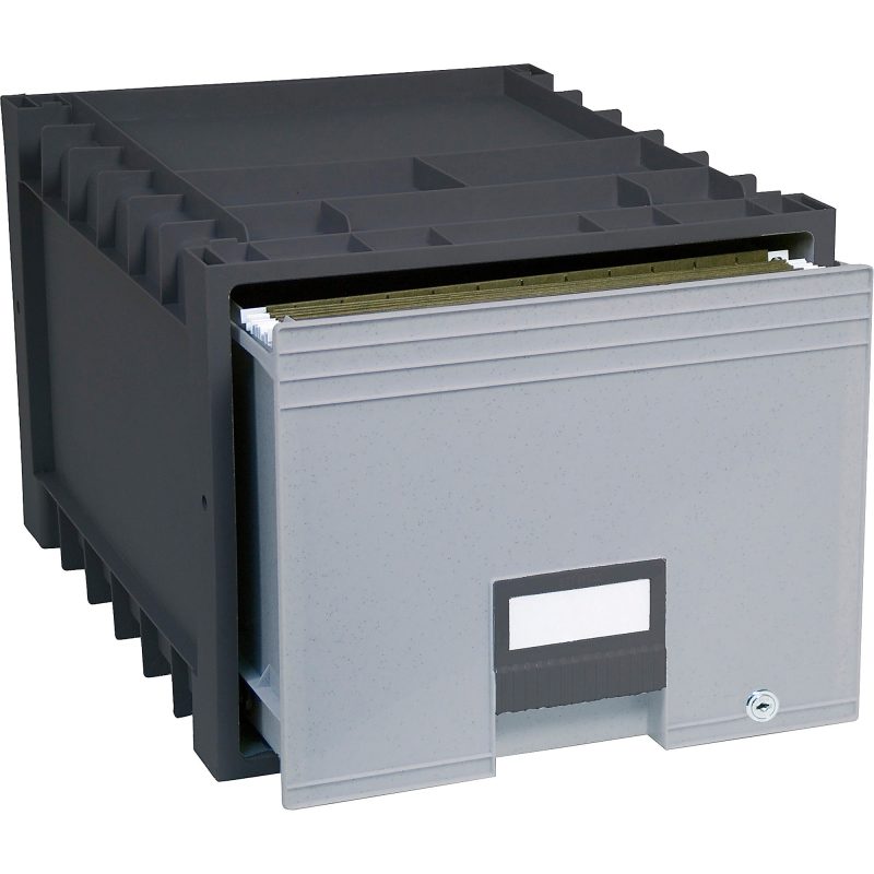 Storex Heavy-Duty Archive Drawer, 50% Recycled, Black/Gray - Image 2