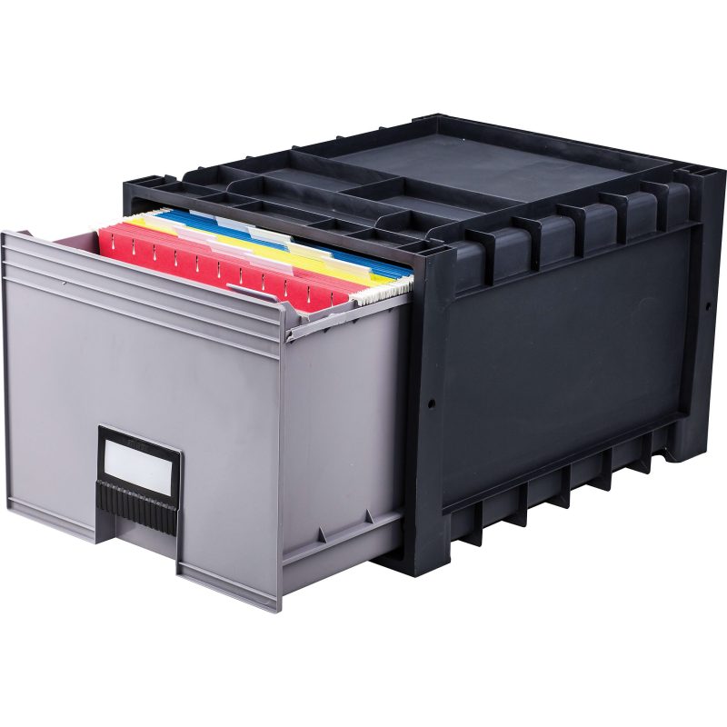 Storex Heavy-Duty Archive Drawer, 50% Recycled, Black/Gray - Image 3