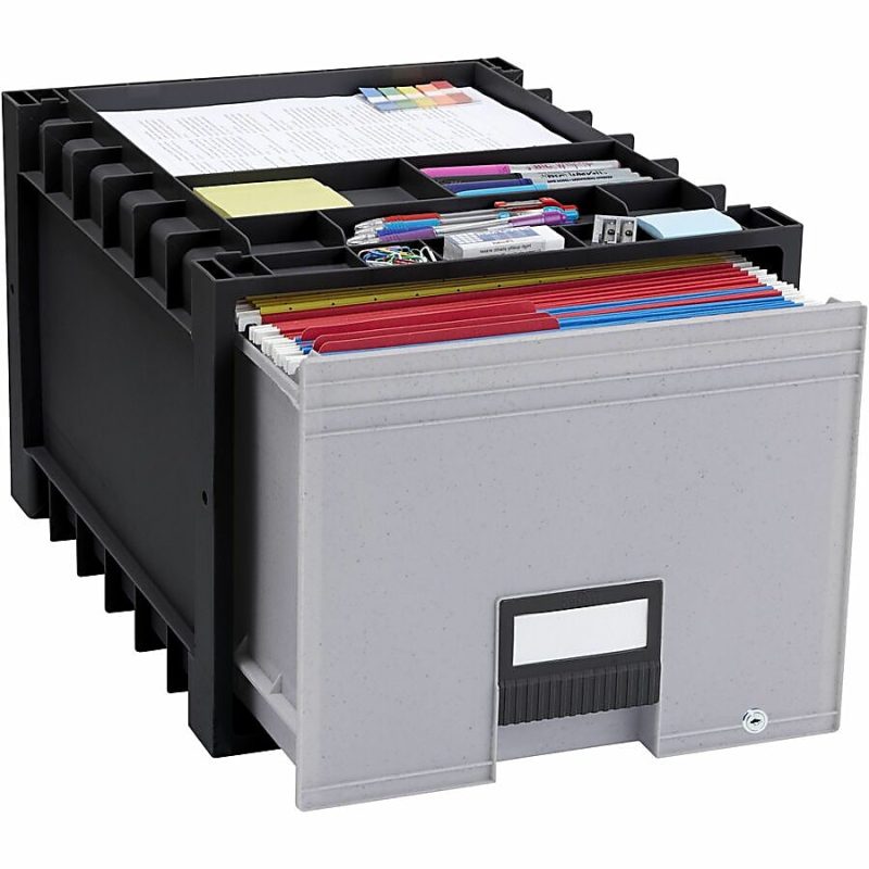Storex Heavy-Duty Archive Drawer, 50% Recycled, Black/Gray - Image 4