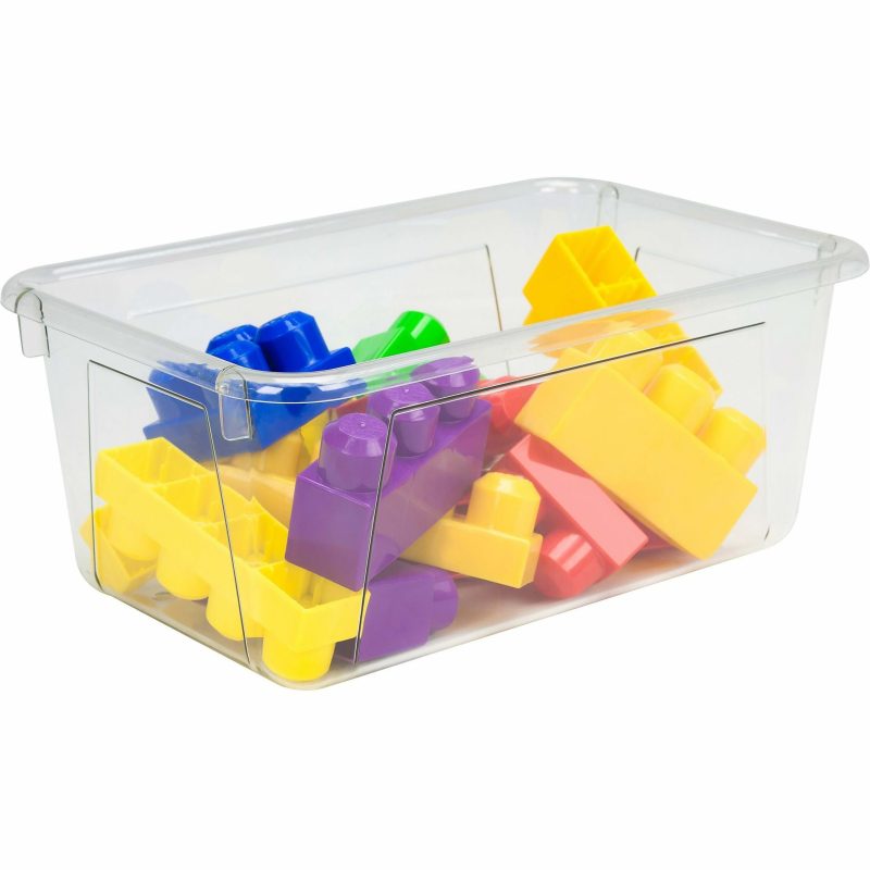 Storex Plastic Cubby Bins, Small Size, 5 2/8" x 7 13/16" x 12 2/16", Crystal Clear,  Carton Of 5 - Image 2