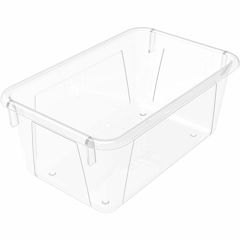 Storex Plastic Cubby Bins, Small Size, 5 2/8" x 7 13/16" x 12 2/16", Crystal Clear,  Carton Of 5 - Image 3