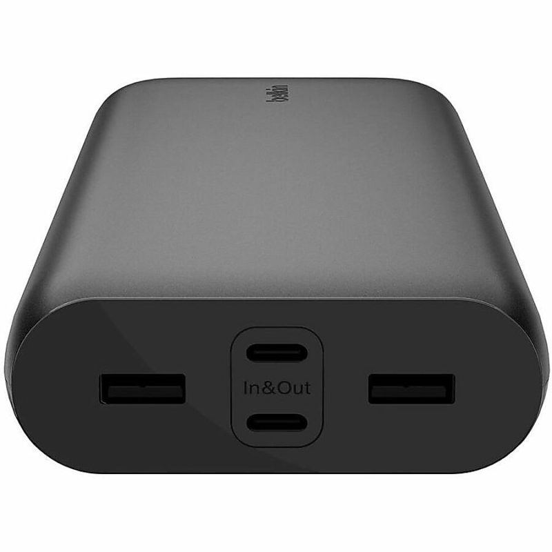 Belkin 32W 4-port USB Power Bank - 26K mAh - 2xUSB-A (12W), 2xUSB-C (20W) - Portable Charger - w/ USB-C to USB-C Cable - Black - For Smartphone, iPhone, Tablet PC, Headphone, USB Type C Device - 26000 mAh - 4 x USB - Black - Image 3