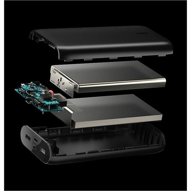 Belkin 32W 4-port USB Power Bank - 26K mAh - 2xUSB-A (12W), 2xUSB-C (20W) - Portable Charger - w/ USB-C to USB-C Cable - Black - For Smartphone, iPhone, Tablet PC, Headphone, USB Type C Device - 26000 mAh - 4 x USB - Black - Image 6
