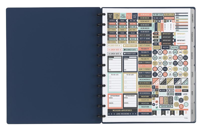 TUL® Discbound Monthly Planner Starter Set, Undated, Letter Size, Soft-Touch Cover, Navy - Image 2