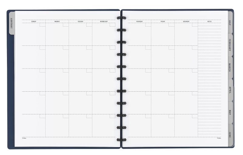 TUL® Discbound Monthly Planner Starter Set, Undated, Letter Size, Soft-Touch Cover, Navy - Image 3